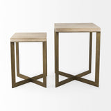 Faye Beige/Gold Wood Accent Tables (Set of 2) - Ornate Home