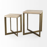 Faye Beige/Gold Wood Accent Tables (Set of 2) - Ornate Home