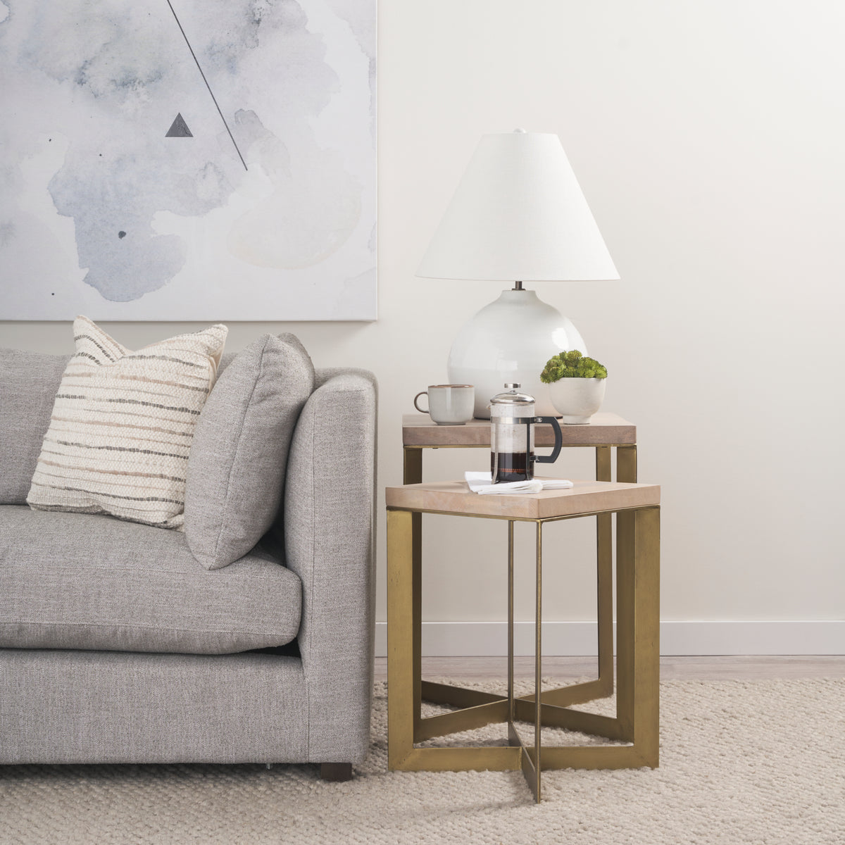 Faye Beige/Gold Wood Accent Tables (Set of 2) - Ornate Home