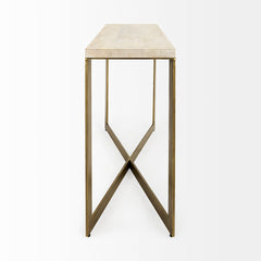 Faye Beige/Gold Wood Console Table - Ornate Home
