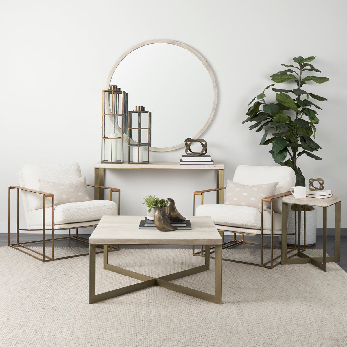 Faye Beige/Gold Wood Console Table - Ornate Home