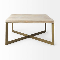 Faye Beige/Gold Wood Square Coffee Table - Ornate Home