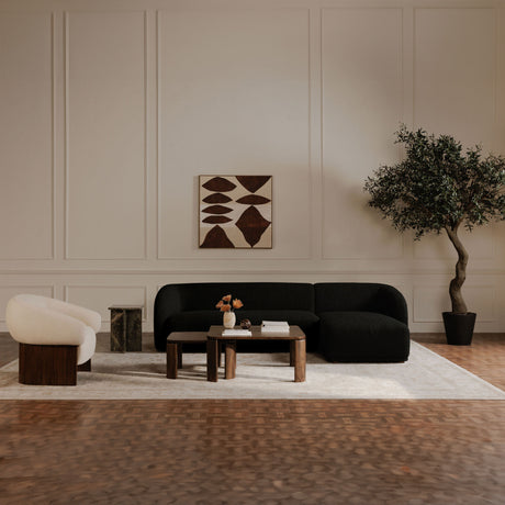 Faye Black Boucle Right Sectional - Ornate Home