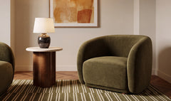 Faye Dark Green Faux Mohair Accent Chair - Ornate Home