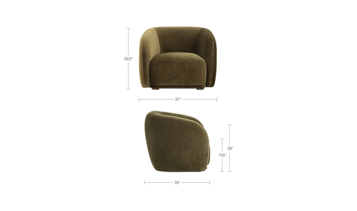 Faye Dark Green Faux Mohair Accent Chair - Ornate Home