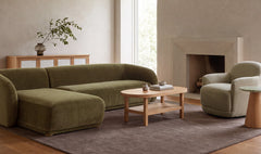 Faye Dark Green Faux Mohair Left Sectional - Ornate Home