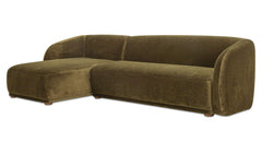 Faye Dark Green Faux Mohair Left Sectional - Ornate Home