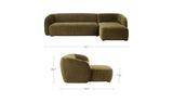 Faye Dark Green Faux Mohair Right Sectional - Ornate Home
