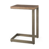 Faye Medium Brown/Antique Nickel Wood C Side Table - Ornate Home