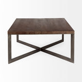 Faye Medium Brown/Antique Nickel Wood Square Coffee Table - Ornate Home