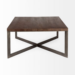 Faye Medium Brown/Antique Nickel Wood Square Coffee Table - Ornate Home