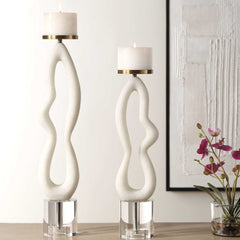Feamelo Ivory Stone Candleholders (Set of 2) - Ornate Home