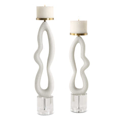 Feamelo Ivory Stone Candleholders (Set of 2) - Ornate Home