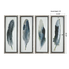 Feathered Beauty Multicolor Prints (Set of 4) - Ornate Home