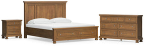 Feddinger Medium Brown California King Panel Storage Bed, Dresser and Nightstand - Ornate Home