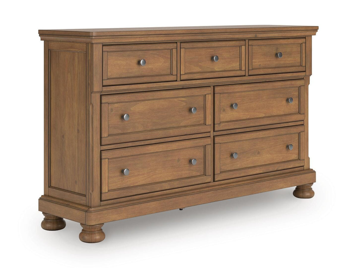 Feddinger Medium Brown California King Panel Storage Bed, Dresser and Nightstand - Ornate Home