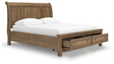 Feddinger Medium Brown California King Storage Sleigh Bed (Online Special Price) - Ornate Home