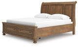 Feddinger Medium Brown California King Storage Sleigh Bed (Online Special Price) - Ornate Home