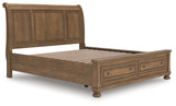 Feddinger Medium Brown California King Storage Sleigh Bed - Ornate Home