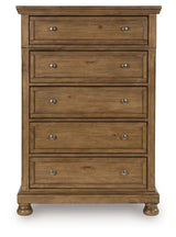 Feddinger Medium Brown Five Drawer Chest (Online Special Price) - Ornate Home