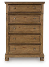 Feddinger Medium Brown Five Drawer Chest - Ornate Home