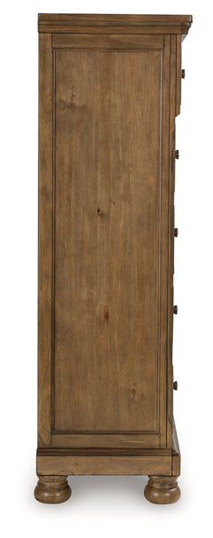 Feddinger Medium Brown Five Drawer Chest - Ornate Home