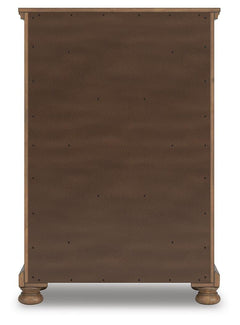 Feddinger Medium Brown King Panel Bed, Dresser, Mirror, Chest and 2 Nightstands - Ornate Home