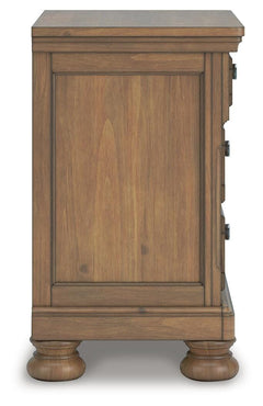 Feddinger Medium Brown King Panel Bed, Dresser, Mirror, Chest and 2 Nightstands - Ornate Home