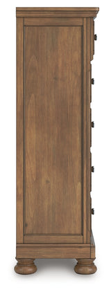 Feddinger Medium Brown King Panel Storage Bedroom Set with Dresser, Mirror, Chest and Nightstand - Ornate Home