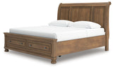 Feddinger Medium Brown King Storage Sleigh Bed (Online Special Price) - Ornate Home