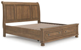 Feddinger Medium Brown King Storage Sleigh Bed - Ornate Home