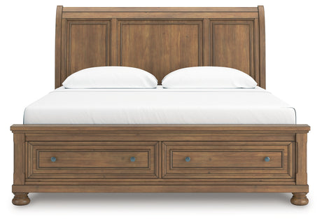 Feddinger Medium Brown King Storage Sleigh Bed - Ornate Home