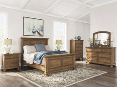 Feddinger Medium Brown Queen Panel Bed, Dresser, Mirror, Chest and 2 Nightstands - Ornate Home