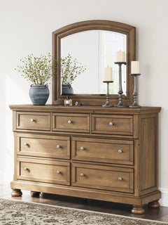 Feddinger Medium Brown Queen Panel Bed, Dresser, Mirror, Chest and 2 Nightstands - Ornate Home