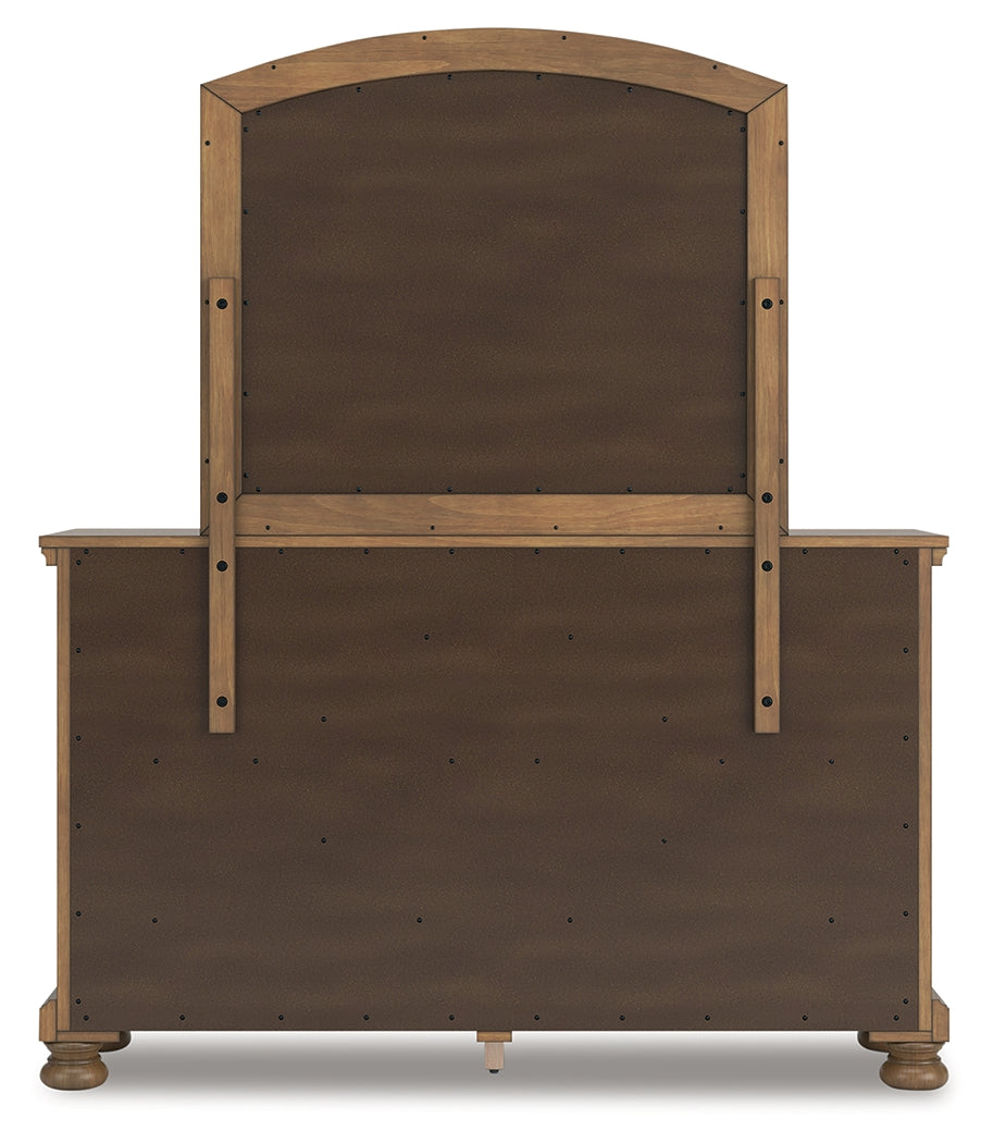 Feddinger Medium Brown Queen Panel Bed, Dresser and Mirror - Ornate Home