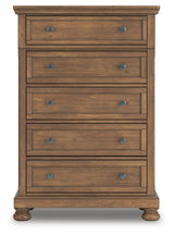 Feddinger Medium Brown Queen Sleigh Bedroom Set with Dresser, Mirror, Chest and Nightstand (Online Special Price) - Ornate Home