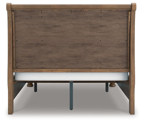 Feddinger Medium Brown Queen Sleigh Bedroom Set with Dresser, Mirror, Chest and Nightstand - Ornate Home