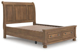 Feddinger Medium Brown Queen Sleigh Storage Bed, Dresser and Mirror (Online Special Price) - Ornate Home