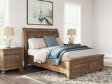 Feddinger Medium Brown Queen Sleigh Storage Bed, Dresser and Mirror (Online Special Price) - Ornate Home