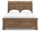 Feddinger Medium Brown Queen Sleigh Storage Bed, Dresser and Mirror - Ornate Home