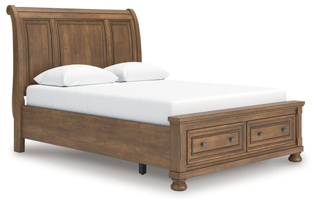 Feddinger Medium Brown Queen Sleigh Storage Bed, Dresser and Mirror - Ornate Home