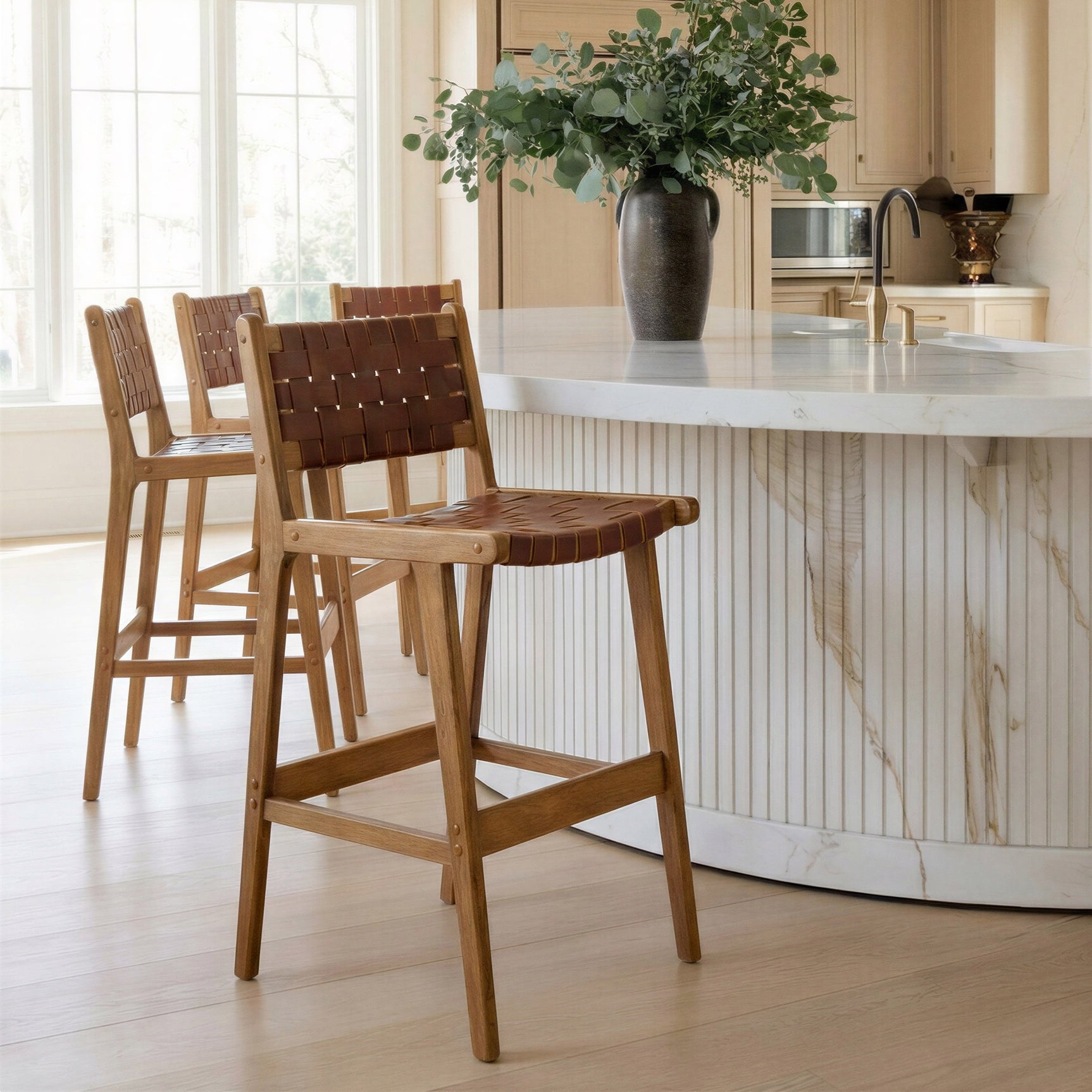 Feder Brown Barstool (Set of 2) - Ornate Home