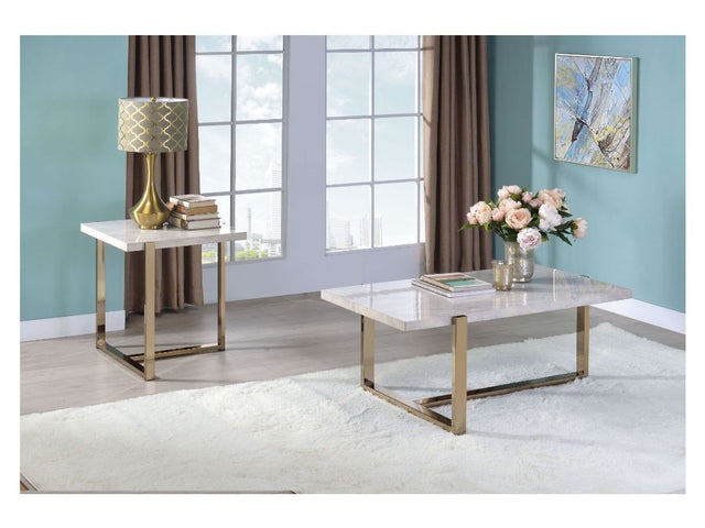 Feit Faux Marble & Champagne Coffee Table - Ornate Home