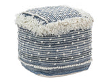 Felberta Blue/White Pouf - Ornate Home
