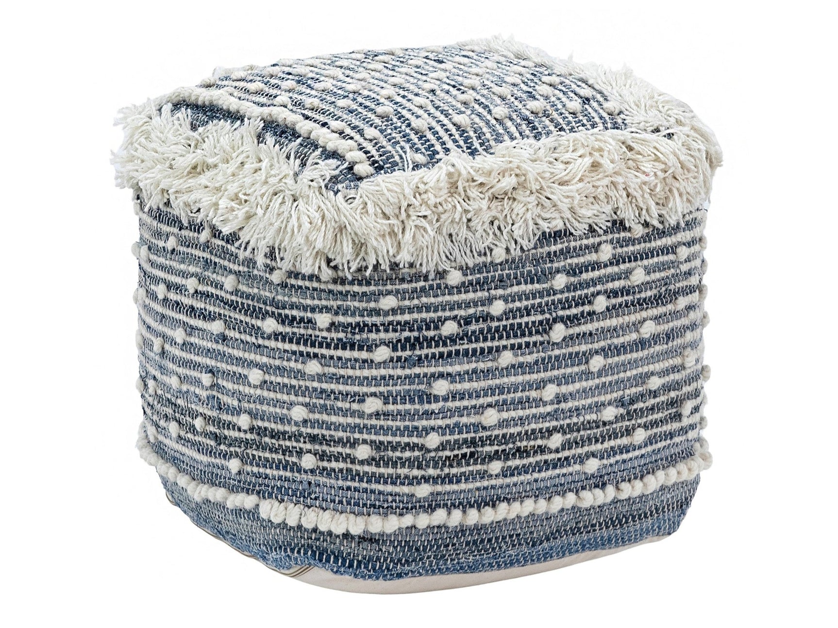 Felberta Blue/White Pouf - Ornate Home