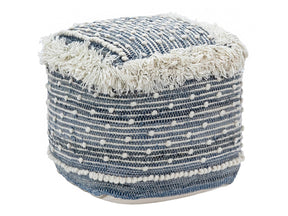 Felberta Blue/White Pouf - Ornate Home