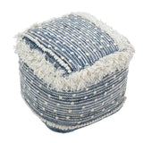 Felberta Blue/White Pouf - Ornate Home
