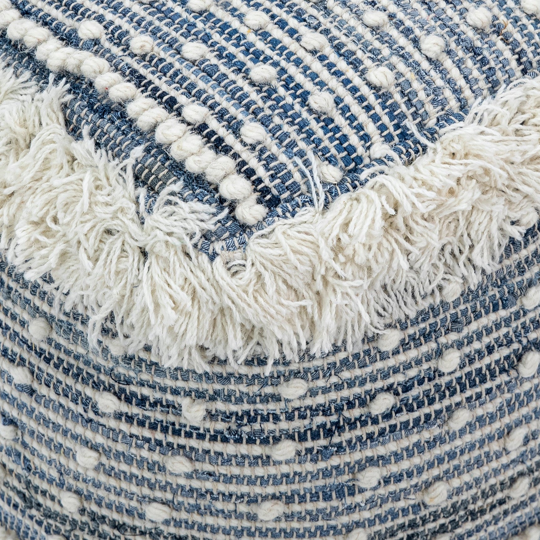 Felberta Blue/White Pouf - Ornate Home