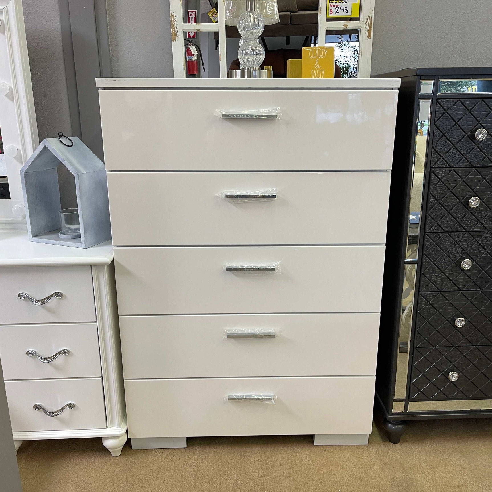 Felicity Glossy White Chest - Ornate Home