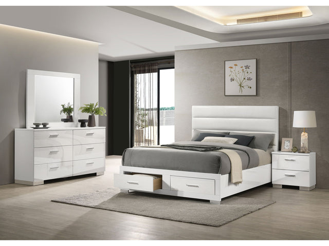 Felicity White 4-piece California King Platform Bedroom Set - Ornate Home